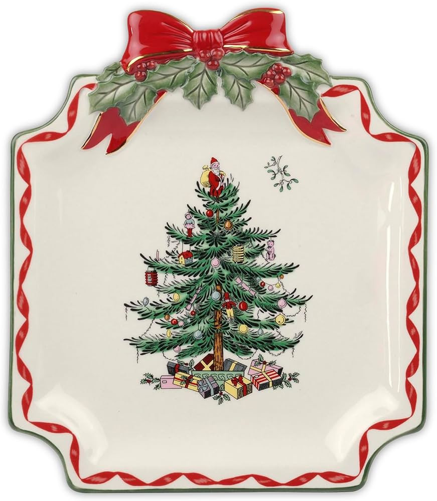 Spode Christmas Tree Ribbons Canape Platter - 6.5-Inch Holiday Serving Plate for Desserts, Appeti... | Amazon (US)
