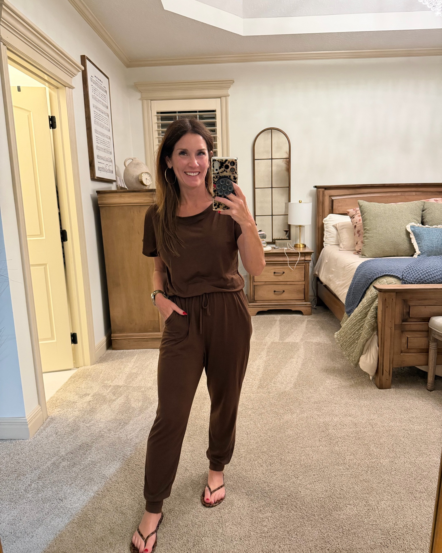 🤎 The easiest one-and-done outfit for fall! Comfy enough for running errands, cute enough for lunch, and I’m loving this chocolate brown for the season. 🍂

Wearing a size Small — petite-friendly and SO flattering! And yes… I’m still hanging onto my flip-flops until fall officially forces me out of them. 😂

#LTKOver40 #LTKFallFashion #LTKCasual #LTKStyleTip #FallOutfit #PetiteStyle #MomStyle

#LTKmomlife #LTKOver40 #LTKPetite