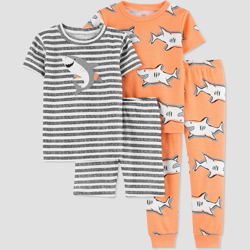 Toddler Boys' Striped/Sharks Pajama Set - Just One You® made by carter's Orange | Target