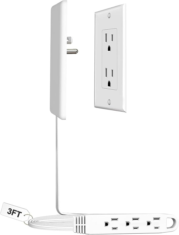 3FT Ultra Flat Plug Extension Cord Power Strip with 3 Outlets, Patented Detachable Ultra-Thin Out... | Amazon (US)