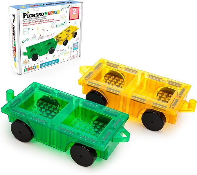 PicassoTiles 2pcs Magnetic Tiles Expansion Car Truck Building Blocks Compatible Set, Kids Magnet ... | Amazon (CA)