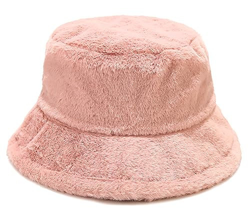 XYIYI Pink Women's Winter Faux Fur Fuzzy Bucket Hat Warmer Fisherman Cap | Amazon (US)