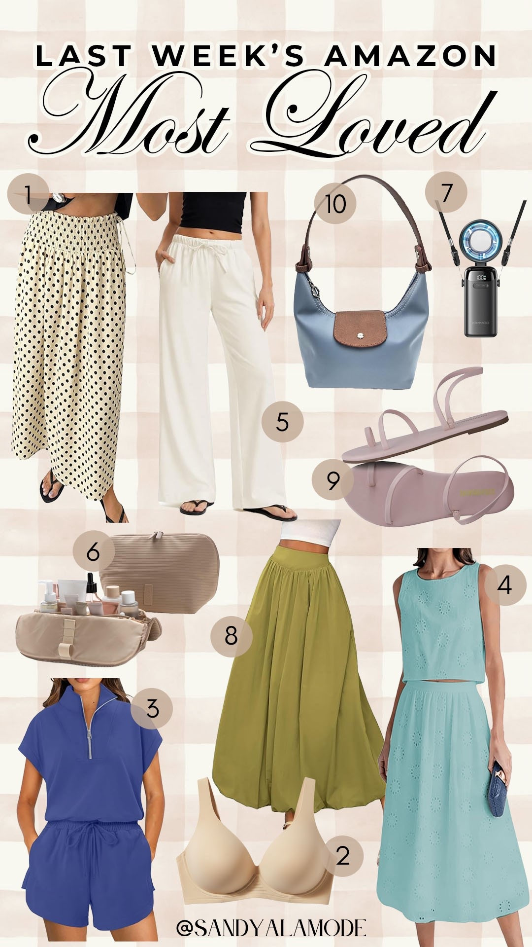 Amazon last week’s most loved items // summer style //polka dot skirt // viral skirt // matching set // athleisure wear // sandals // makeup bag // travel fan

#LTKootd #LTKSeasonal