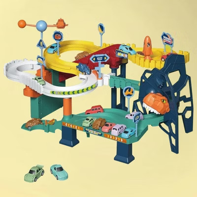 MOVSSOU Dinosaur Race Track Toy Race Car Track Set with 4 Cars Light Sound Car Playset Gift Kids Age 3+ | Target