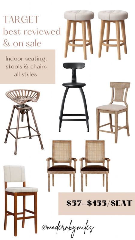 All sizes all styles indoor seating on sale at Target!

Affordable furniture, dining chairs, island stools, indoor seating, living room chairs, traditional style, mid century modern chairs, modern stools, industrial modern seating 

#LTKfamily #LTKhome #LTKsalealert