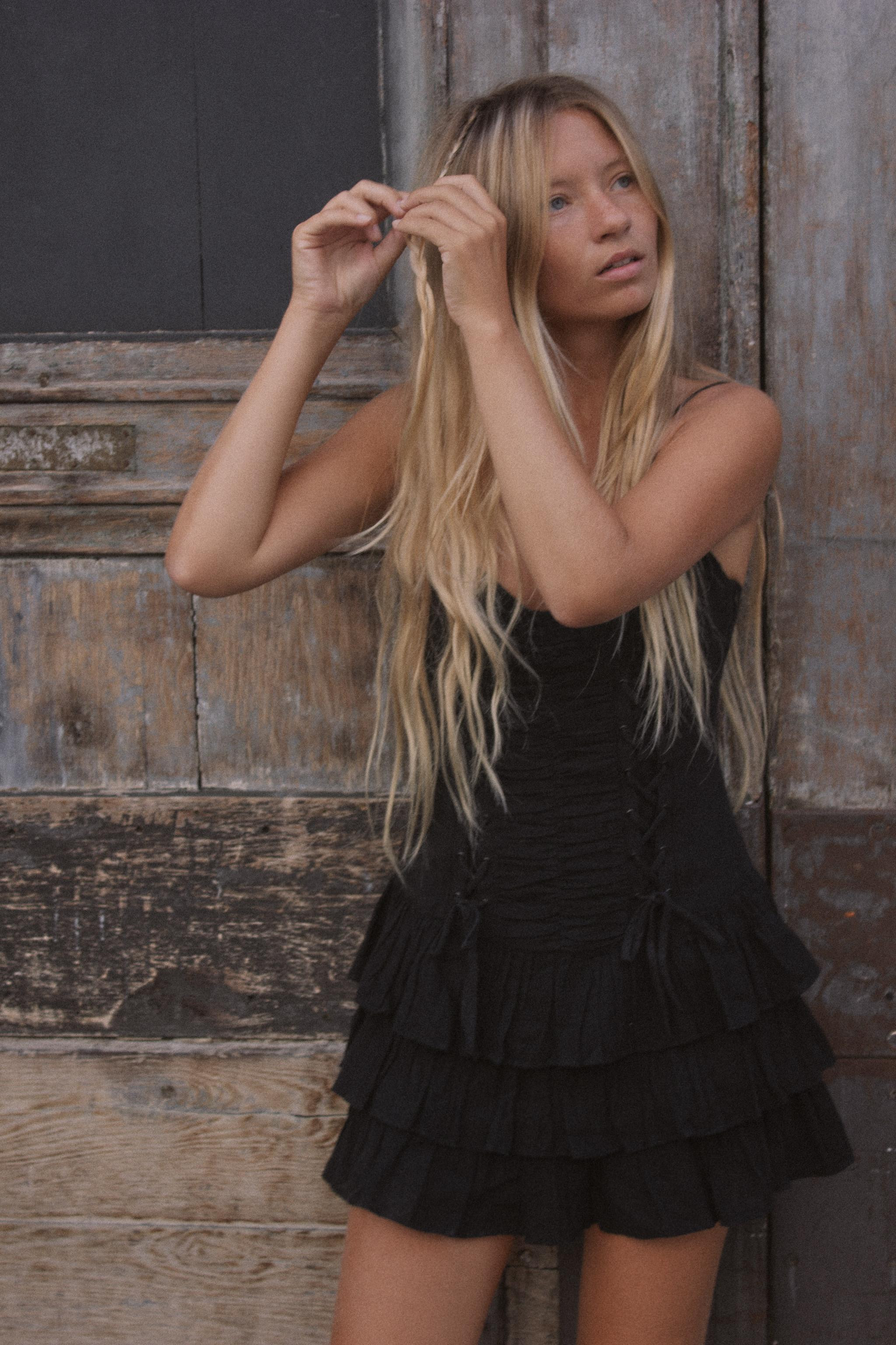 LACE-UP RUFFLE MINI DRESS | Zara US