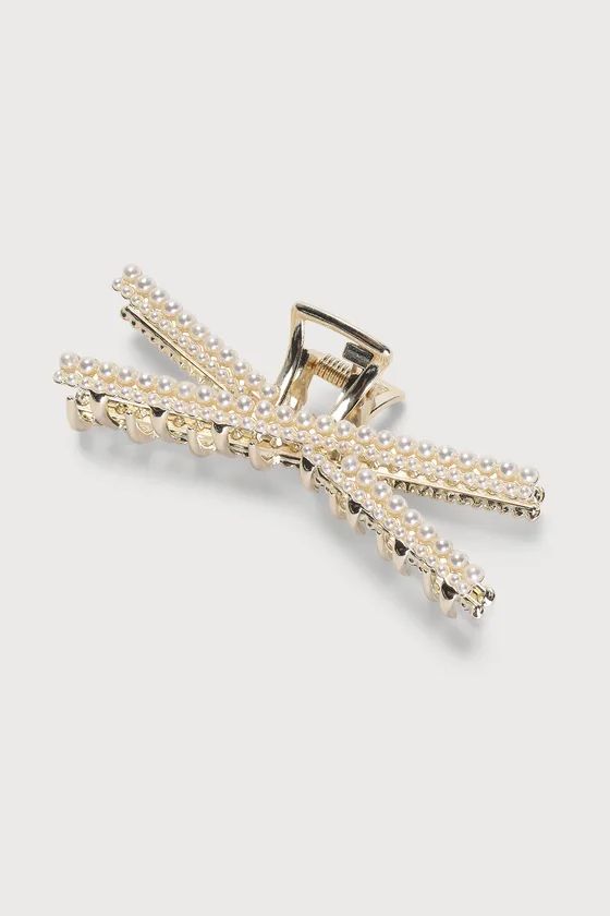 Elegant Charm Gold Pearl Hair Clip | Lulus (US)