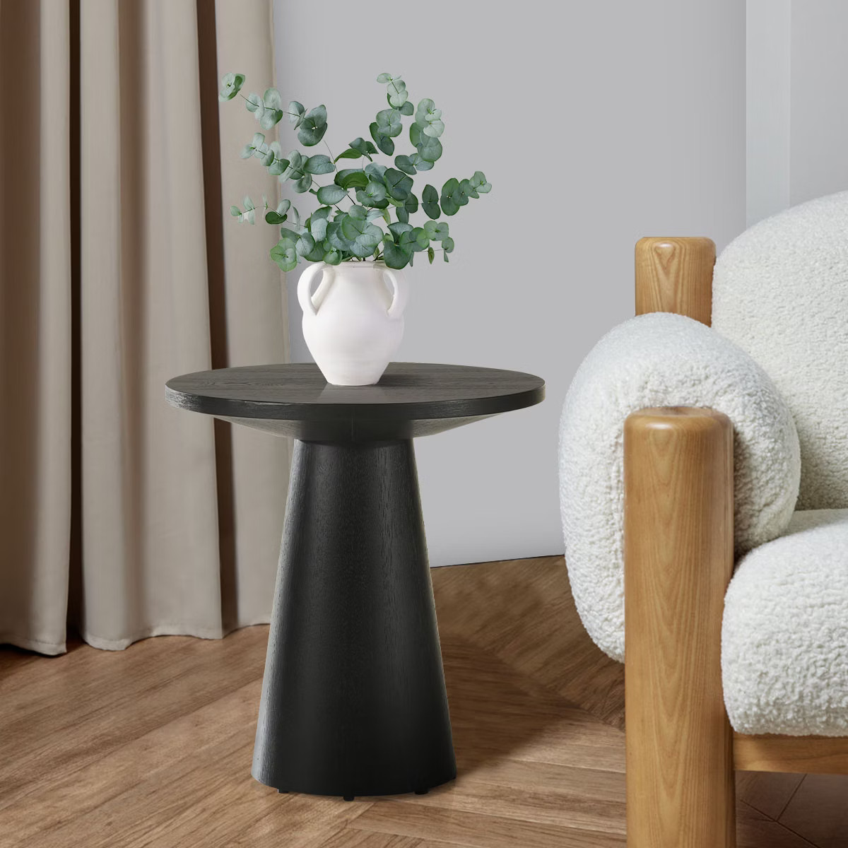 Dwen Small Console Tables, 35'' Width with Grain Paper Round Top Pedestal Console Table Behind Co... | Target