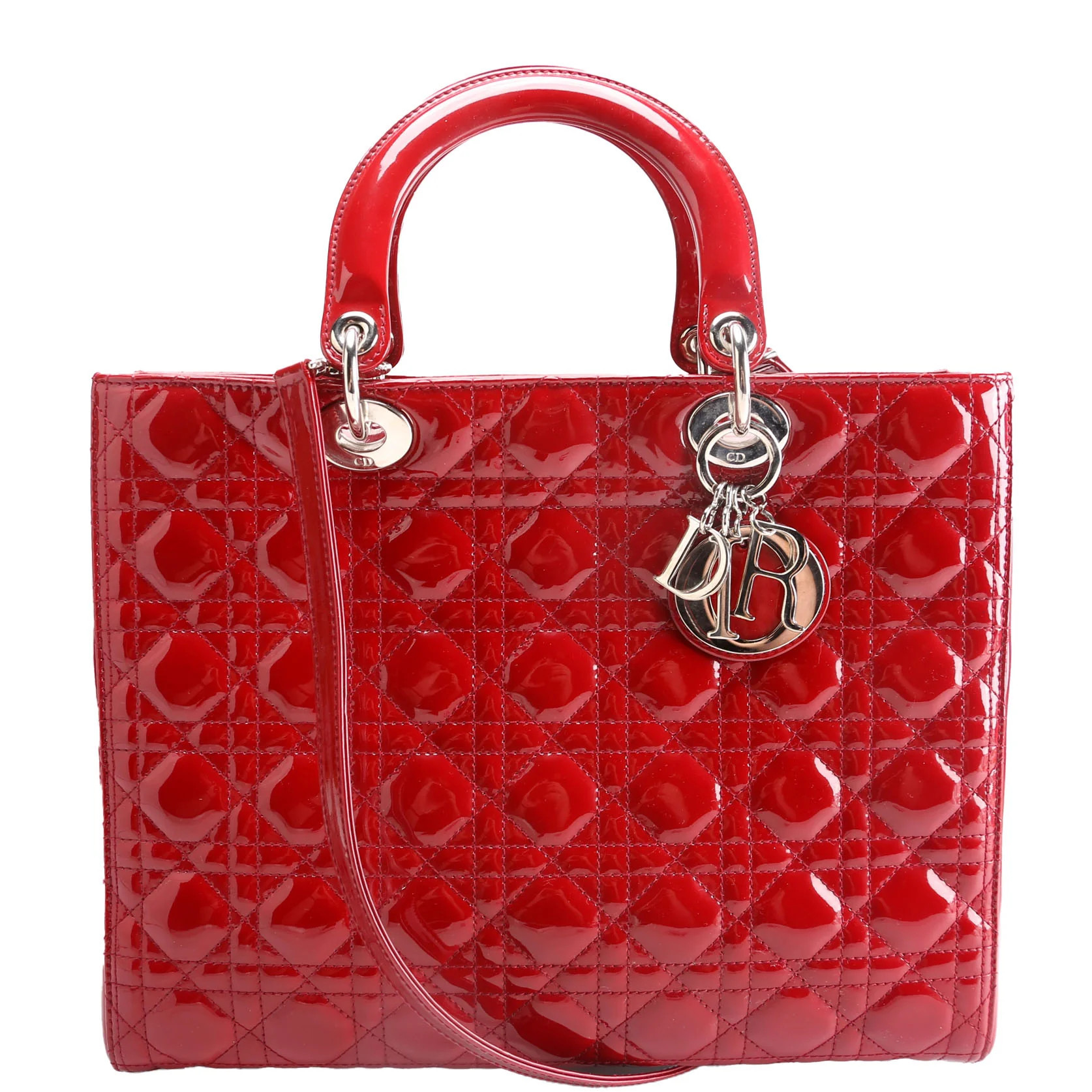 Lady Dior Large Patent Red | Keeks Designer Handbags