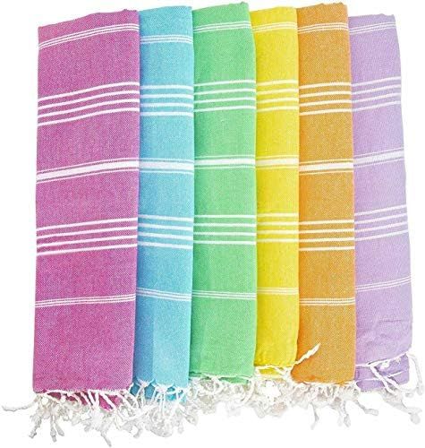 HAVLULAND (Set of 6) 100% Turkish Cotton Beach Towels (71"X39") Prewashed for Soft Feel - Oversized  | Amazon (US)