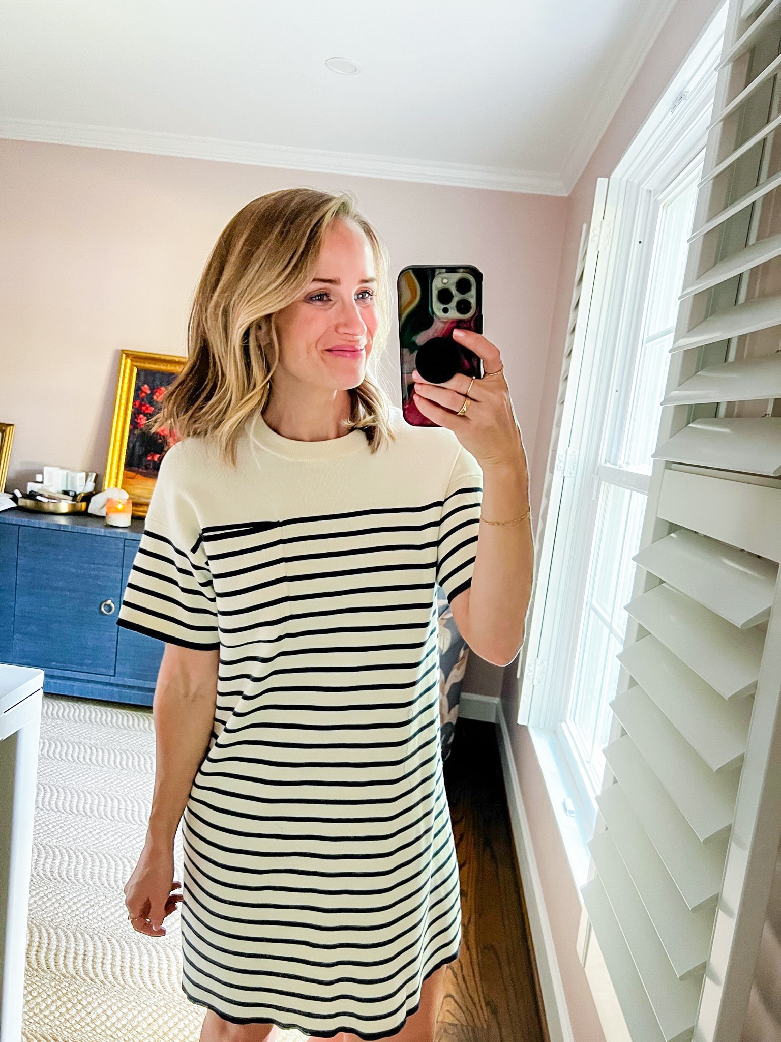 This striped dress from Tuckernuck is so cute and comfortable! I like it paired best with white sneakers and it’s also cute with a cropped denim jacket (I linked the one I have.) I have a size XS in the dress and a size 37 in the sneakers and typically wear a 6.5. I can’t find my exact purse online (I bought it on clearance at a local boutique) so I linked similar ones.

#LTKSeasonal#LTKstyletip#LTKshoecrush