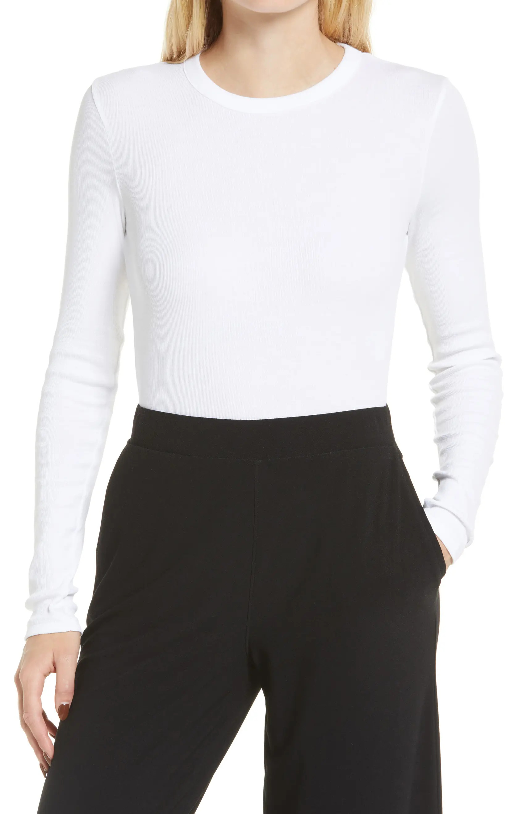 Everyday Long Sleeve Crewneck Rib T-Shirt | Nordstrom