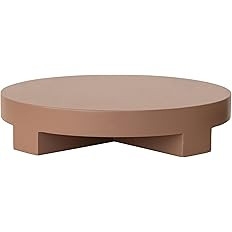 Bloomingville Round Lacquered Wood Pedestal, Matte Terra-Cotta | Amazon (US)