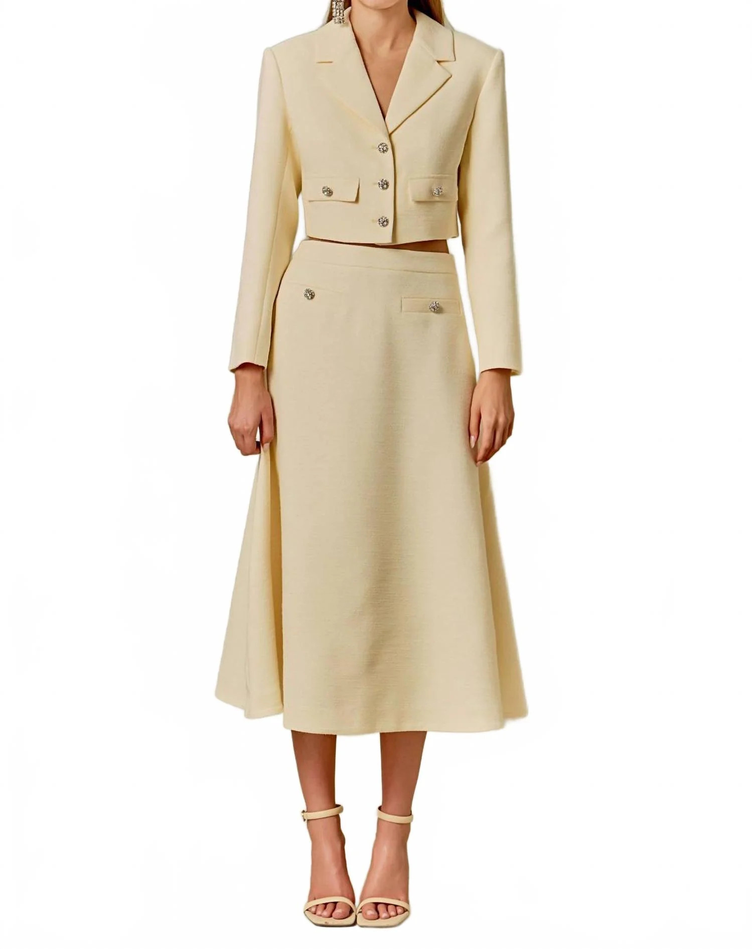 Tweed A Line Skirt In Yellow | Shop Simon