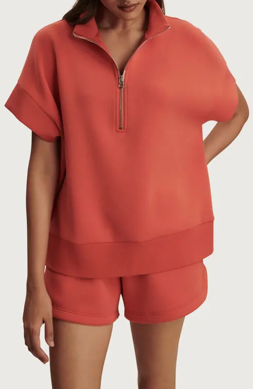 Varley Ritchie Short Sleeve Half Zip in Summer Fig at Nordstrom, Size Small | Nordstrom