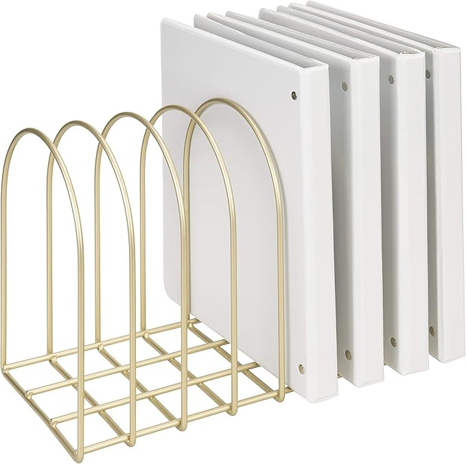 MyGift Large Desktop Document Holder, Brass Metal Wire File Folder Organizer Rack with 8-Slots an... | Amazon (US)