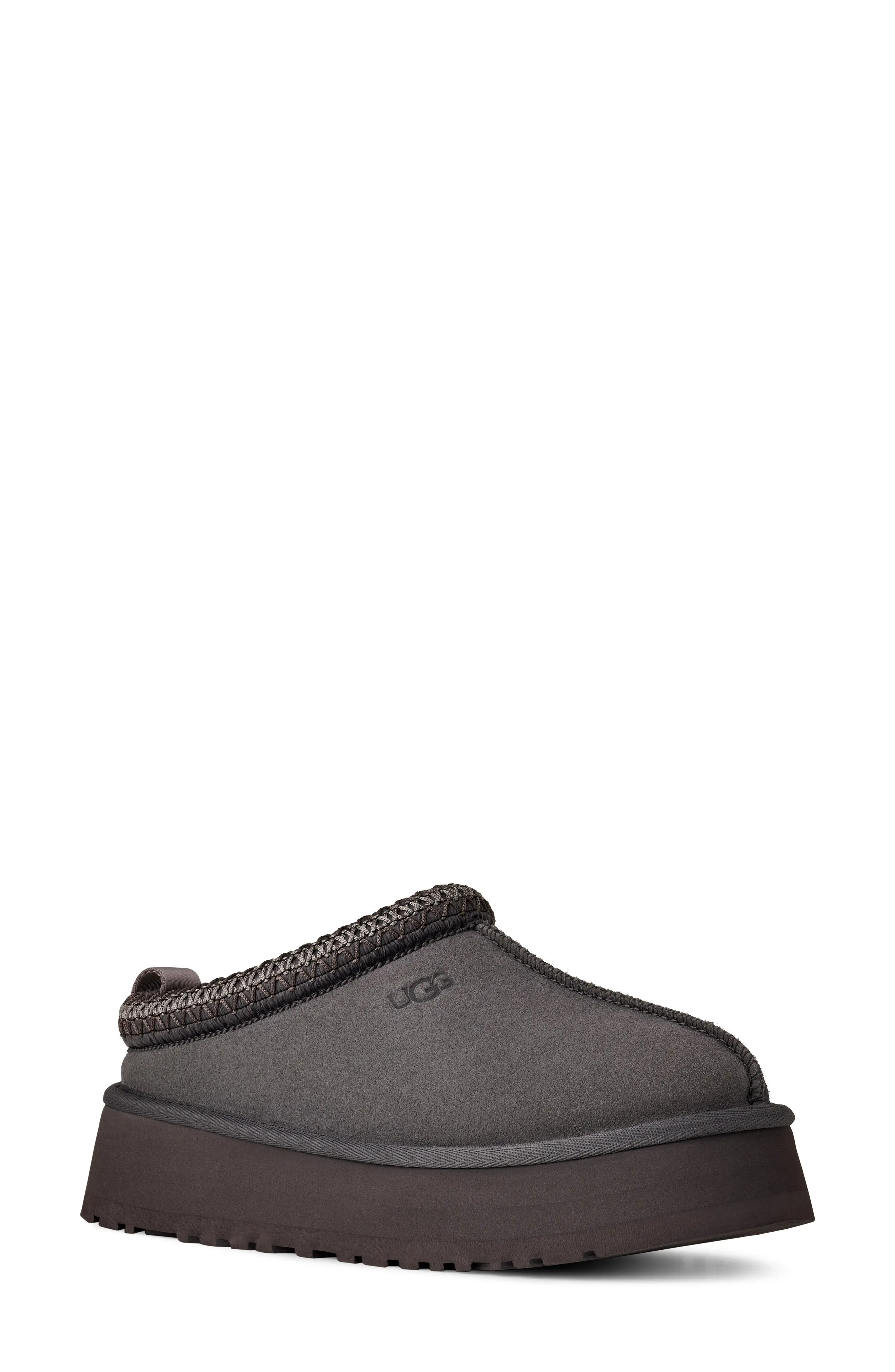 UGG® Tazz II Genuine Shearling Lined Platform Slipper in Obsidian at Nordstrom Rack, Size 10 | Nordstrom Rack