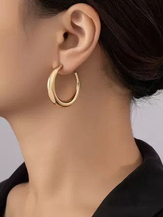 1pair Fashionable Minimalist C-Shape Hoop Earrings For Women, Suitable For Party, Holiday And Dai... | SHEIN