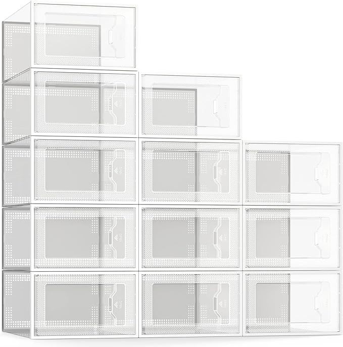 SEESPRING 12 Pack Shoe Storage Box, Clear Plastic Stackable Shoe Organizer for Closet, Space Savi... | Amazon (US)