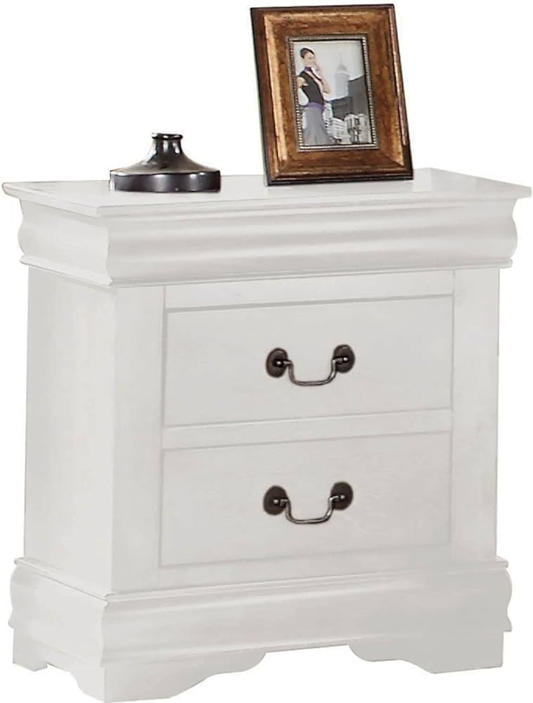 Nightstand in White Traditional Wood Finish Storage Area | Amazon (US)
