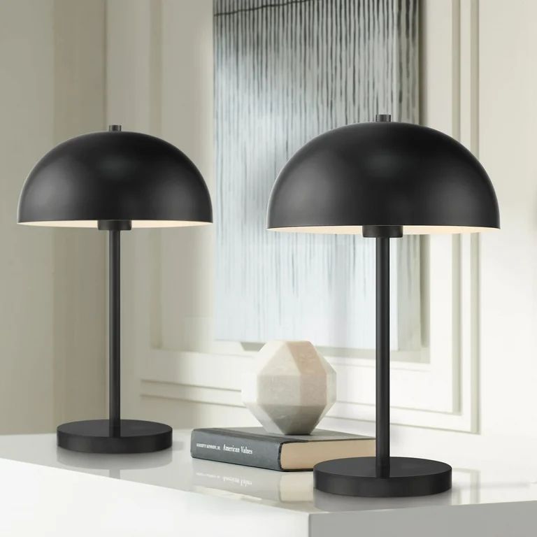 360 Lighting Rhys Modern Mid Century Luxury Accent Table Lamps 19 1/2" High Set of 2 Black Metal ... | Walmart (US)