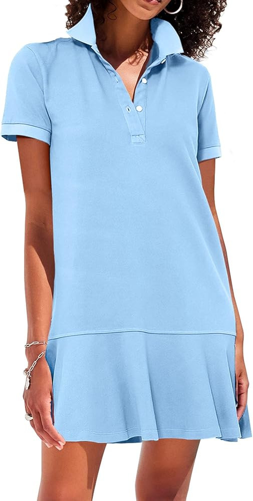 Polo Dress for Women Short Sleeve Ruffle Hem Golf Tennis Summer Mini Dresses | Amazon (US)