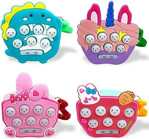 QINGQIU 4 Pack Mini Cartoon Whack A Mole Game Toy LED Keychain Electronic Toys for Kids Girls Boy... | Amazon (US)