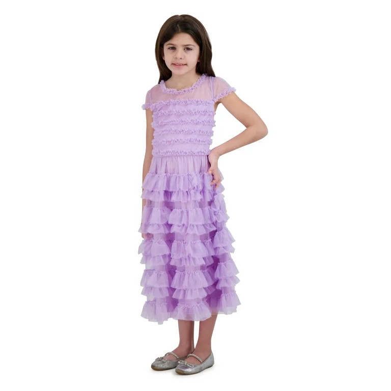 Kensie Girl Ruffle Mesh Special Occasion Dress, Sizes 4-16 | Walmart (US)
