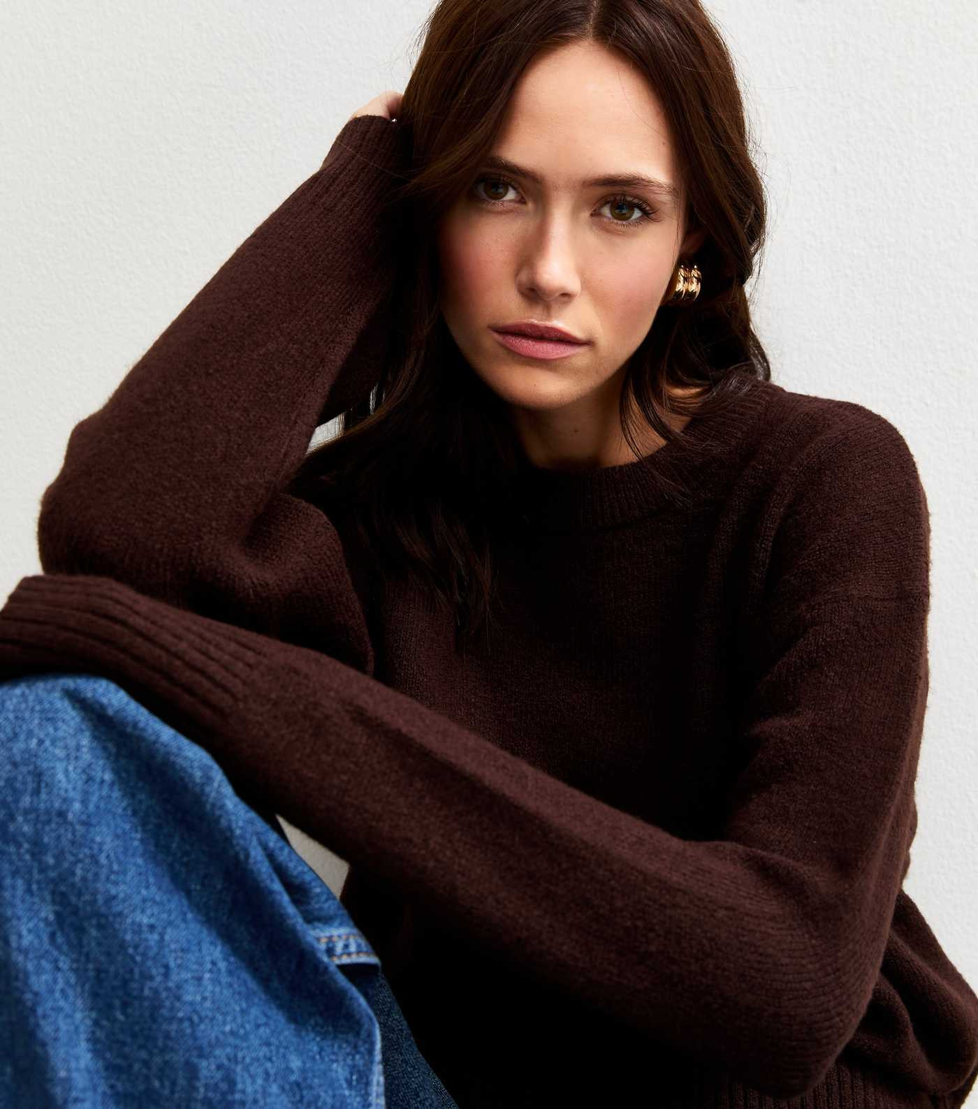 Dark Brown Crew Neck Jumper | New Look | New Look (UK)