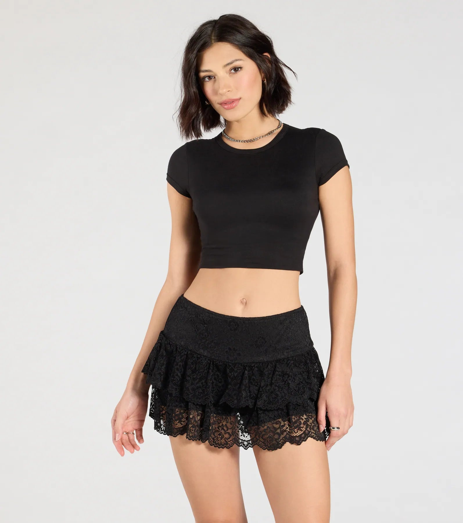 Flirty Feels Ruffled Lace Mini Skort | Windsor Stores