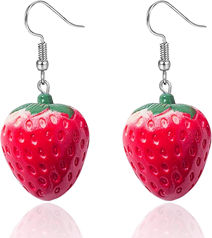 3D Cute Resin Lifelike Fruits Earrings Imitate Food Banana Strawberry Orange Dangle Drop Earrings... | Amazon (US)