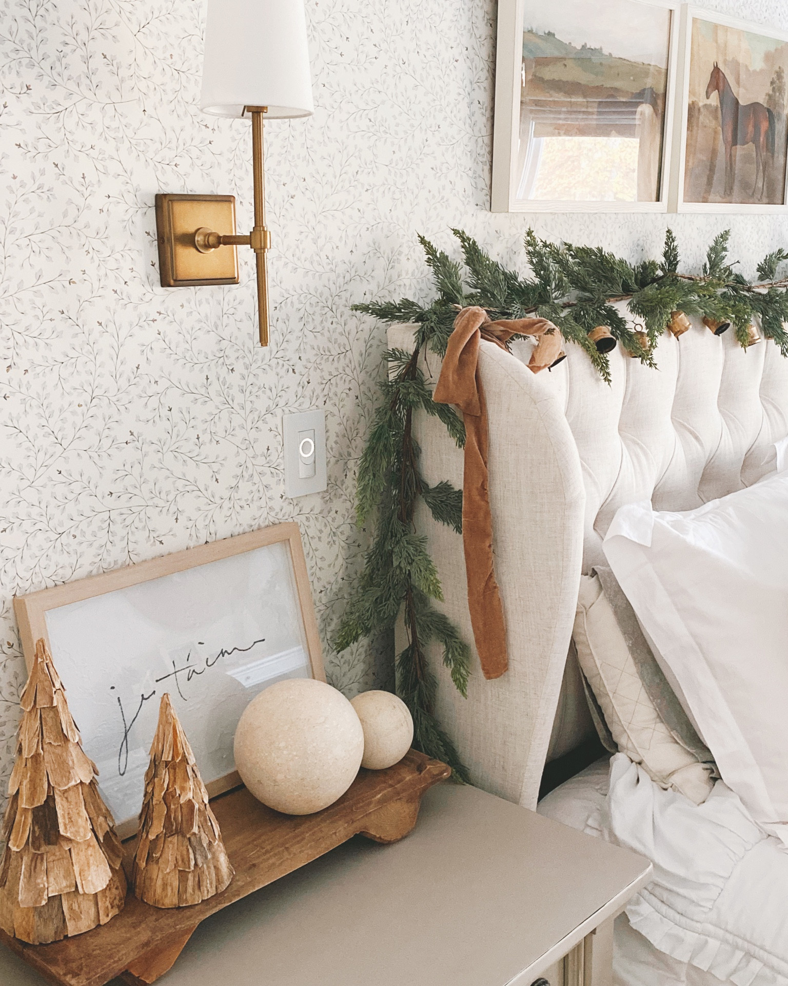 Christmas garland headboard with velvet ribbons for bedroom 🤍 #girlsroom #christmas #garland #inspo #ribbon #decor

#LTKHoliday #LTKSeasonal #LTKhome