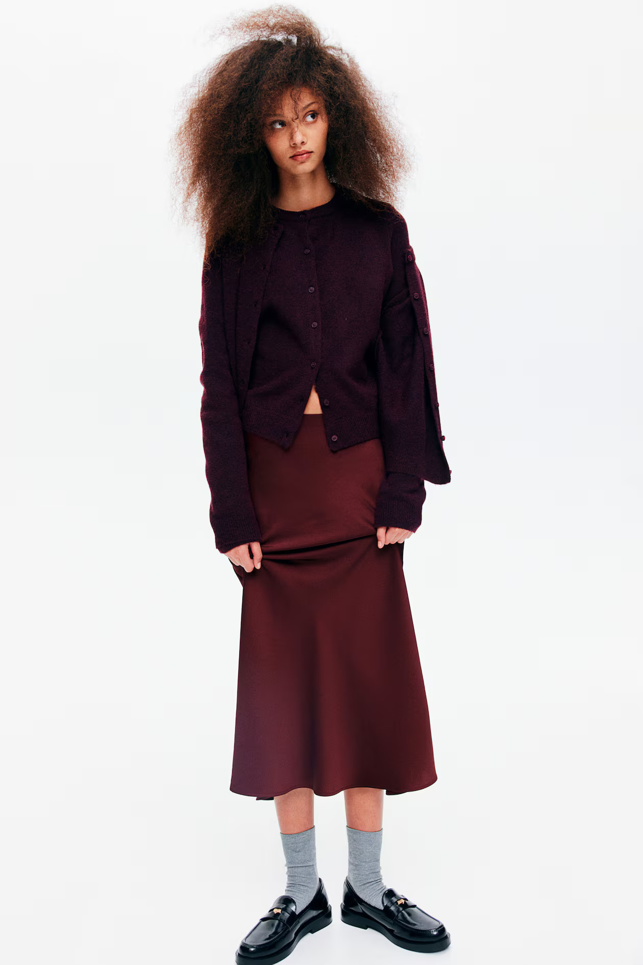 Midi Skirt - Burgundy - Ladies | H&M US | H&M (US + CA)