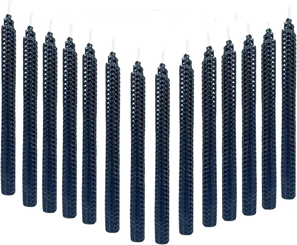 Set of 14 Black Beeswax Candles, Black Taper Candles, 9 Inch Smokeless Dripless - Premium Europea... | Amazon (US)