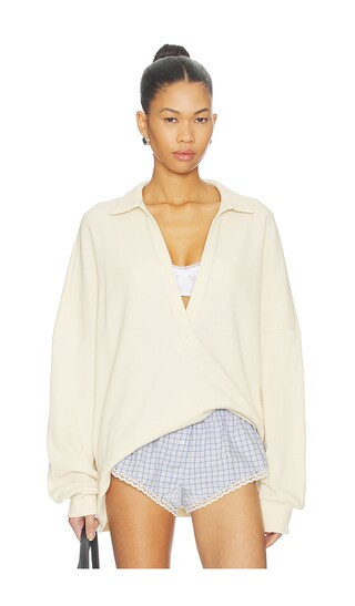 ALL THE WAYS Deanna Deep V Top in Cream. - size S | Revolve Clothing (Global)