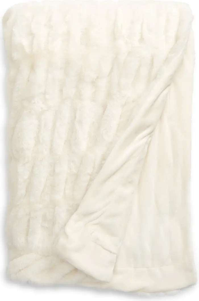 Ruched Faux Fur Throw Blanket | Nordstrom