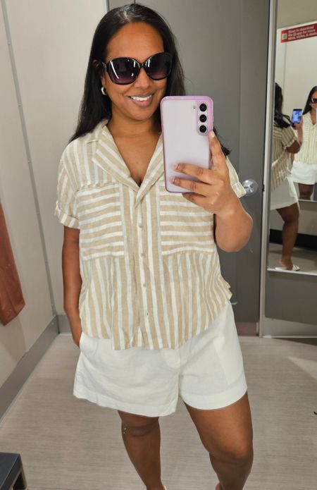 Perfect summer Outfit! I love this stripe design and the pull on and go shorts! I'm wearing a Medium in the top and large in the bottoms.

#LTKmidsize #LTKfindsunder50 #LTKstyletip