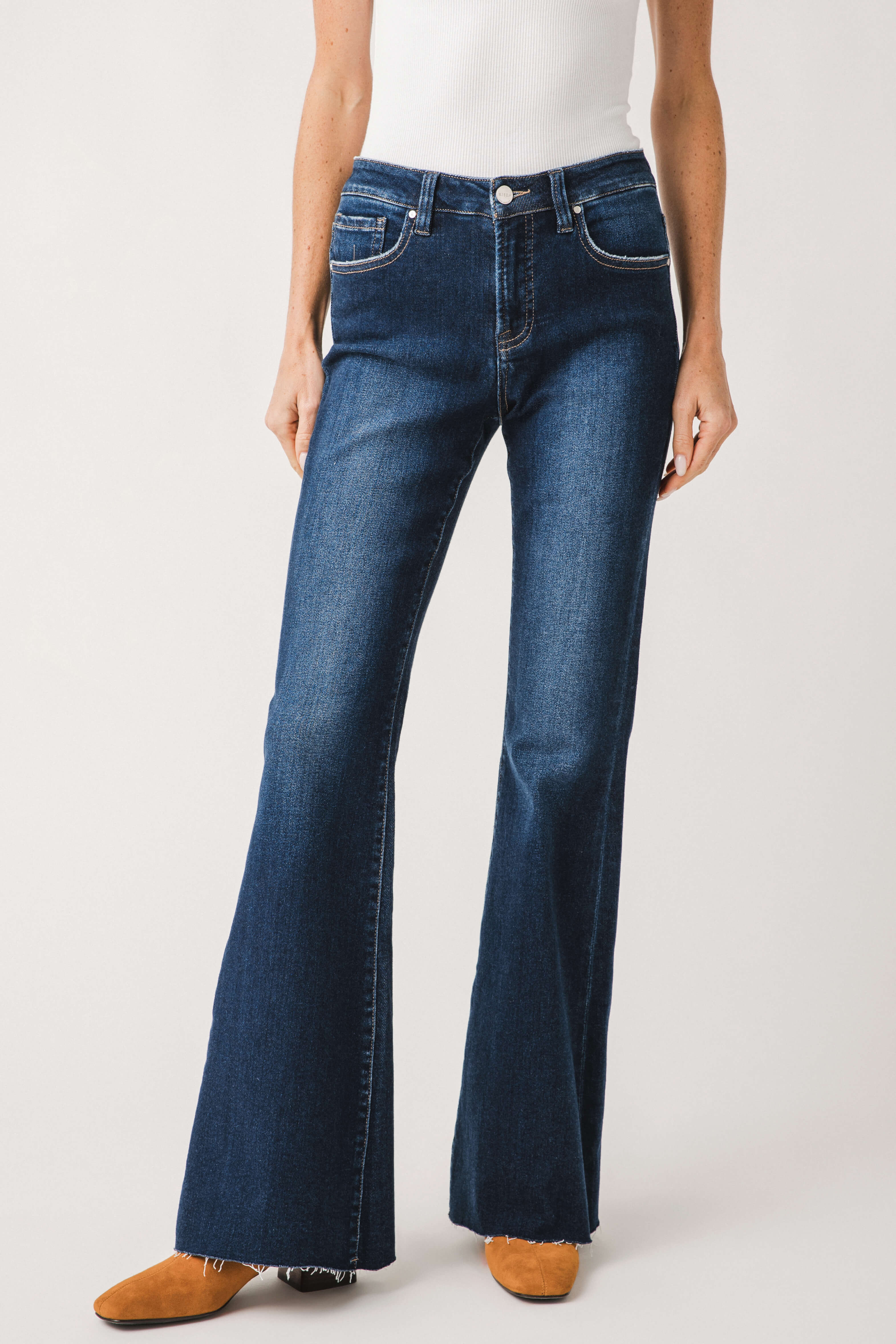 Risen High Rise Clean Pajama Flare Jeans | Social Threads