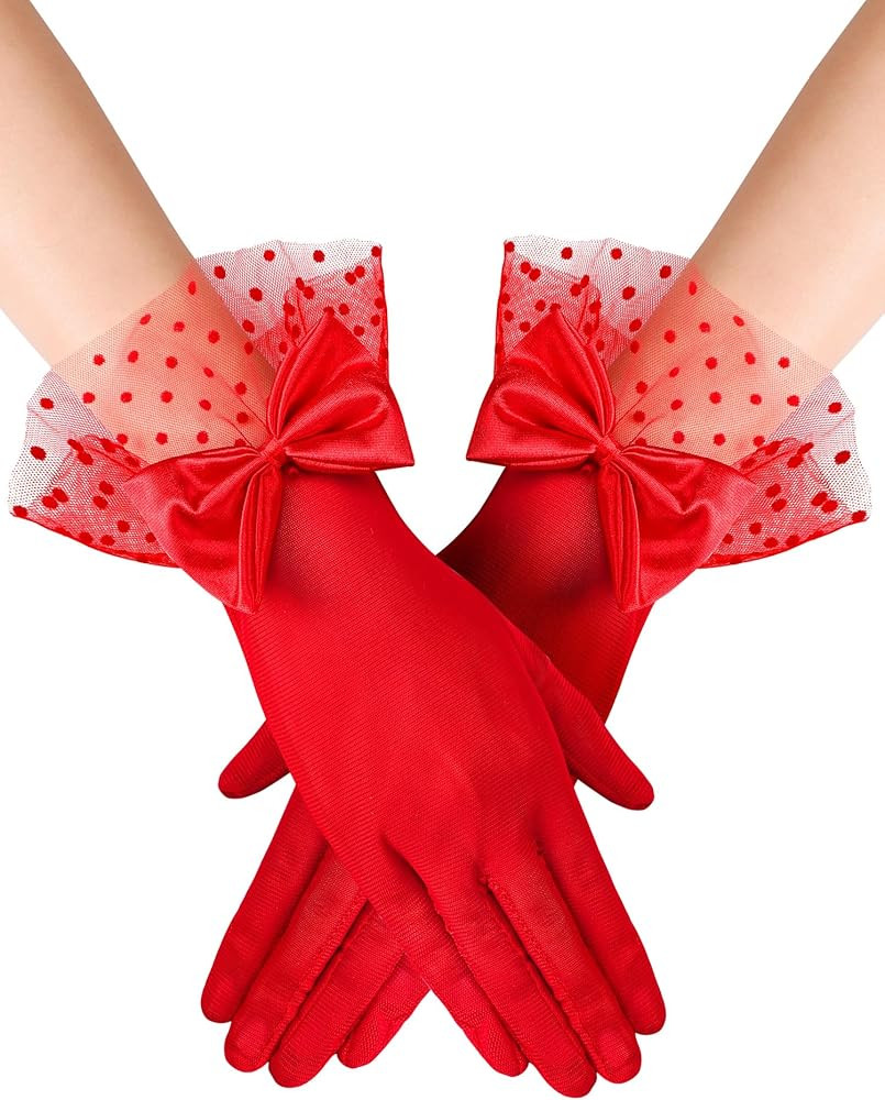 Bencailor Women Lace Gloves Wedding Tea Party Gloves Bow Short Mitten Elegant Accessories for 192... | Amazon (US)