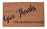 Cliquez pour plus d'informations sur Give Thanks Doormat - Thanksgiving Doormat - Fall Doormat - Fall Decor - Hello Welcome Mat - Custom