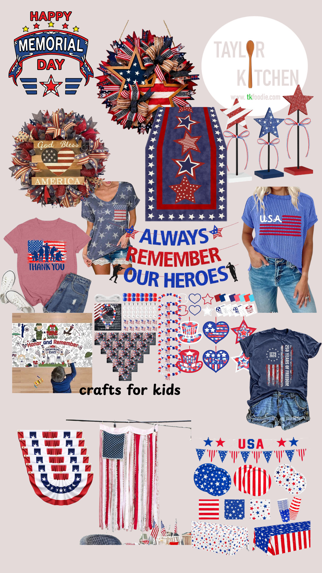 #MemorialDay is right around the corner ‼️  Find patriotic decor, wreaths, clothing & even kids crafts here on my LTK.

Get a jump start on our Nation's 250th birthday with a cool celebratory T-shirt as well while they're in stock. 😊 

 #LTKSeasonal #LTKHome