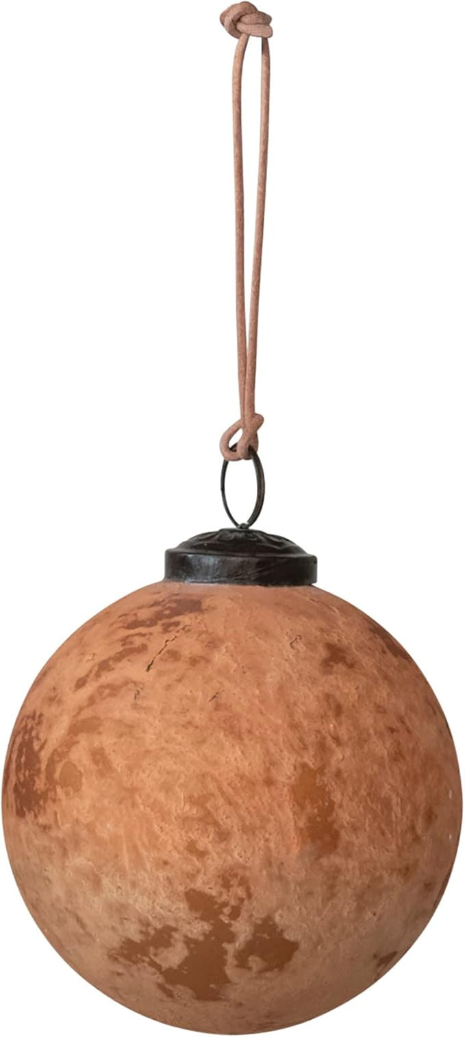 Glass Ball Ornament, Distressed Powder Finish, Matte Blue | Amazon (US)