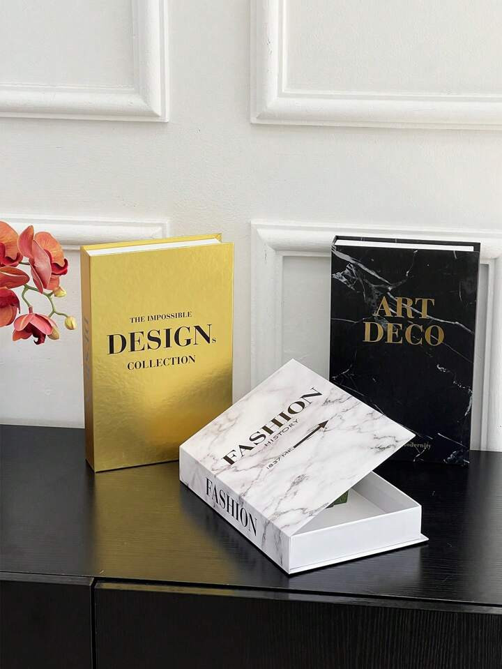 1pc/3pcs Openable Faux Book Storage Box, Luxury Fake Book Set For Coffee Table, Villa, Hotel, Hom... | SHEIN