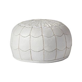 White Moroccan Leather Pouf | Serena and Lily