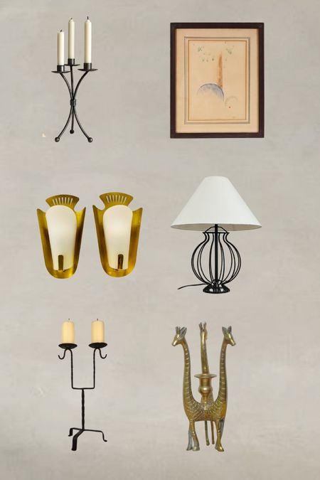 Vintage candle holders and Italian lamps 