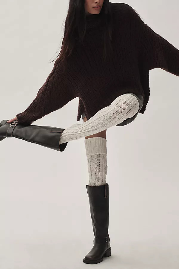 Mukluks Chunky Cable Knit Over-The-Knee Socks | Anthropologie (US)