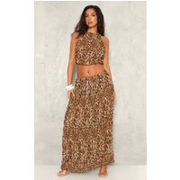 Petite Leopard Print Low Waist Chiffon Maxi Skirt | PrettyLittleThing US