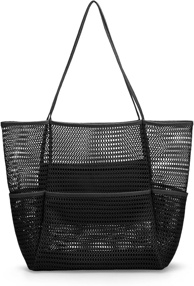 Mesh Beach Tote Large Bag 2022 Upgrade for Women with Multiple Pockets for Family Travel Swimming... | Amazon (US)