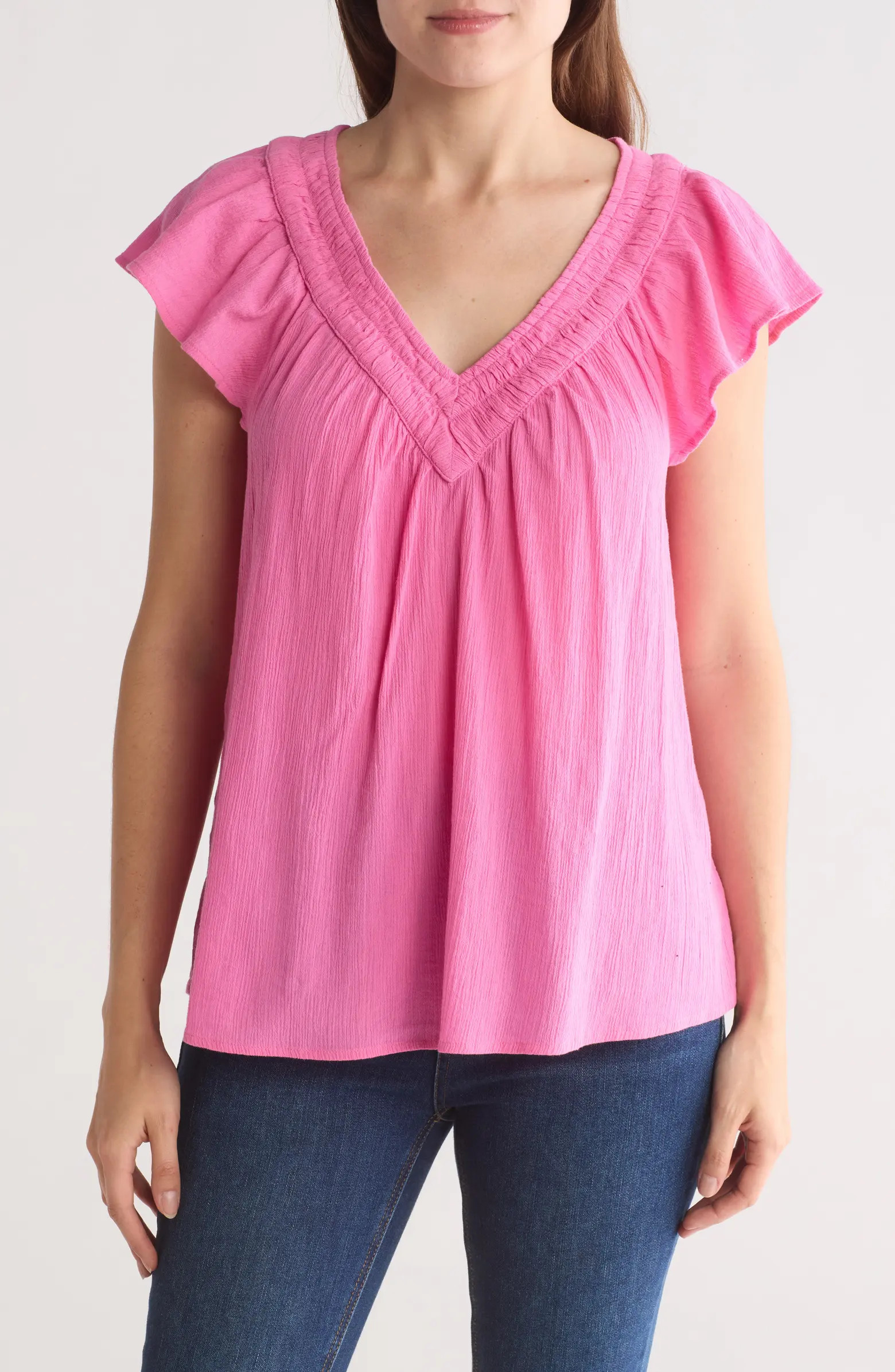 Lucky Brand Ruffle Sleeve Crinkle Gauze Top | Nordstromrack | Nordstrom Rack