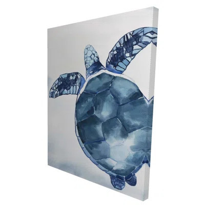 Watercolor Blue Turtle - Coastal Sea Canvas Home Decor | Wayfair North America
